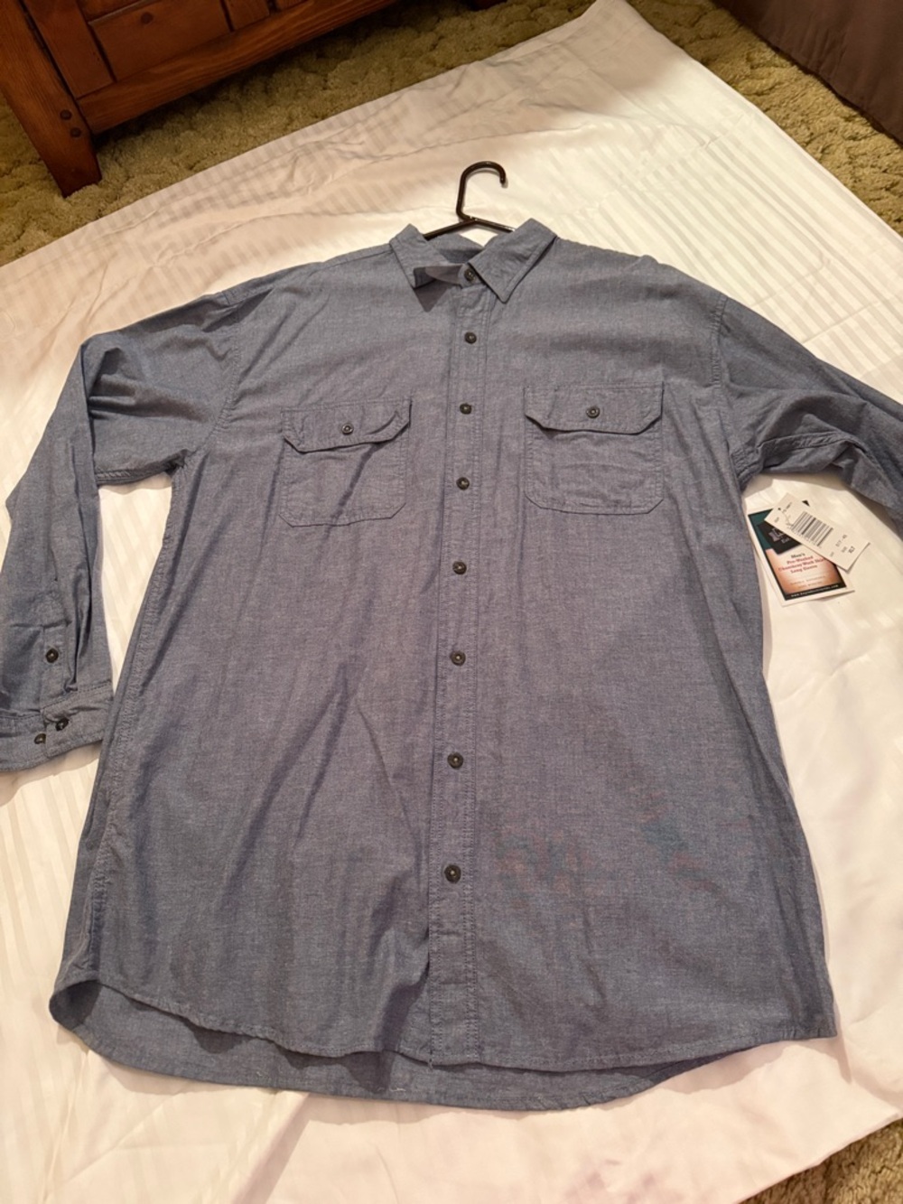 Men's Casual Long-Sleeve Button-Down Shirt in Heather Blue